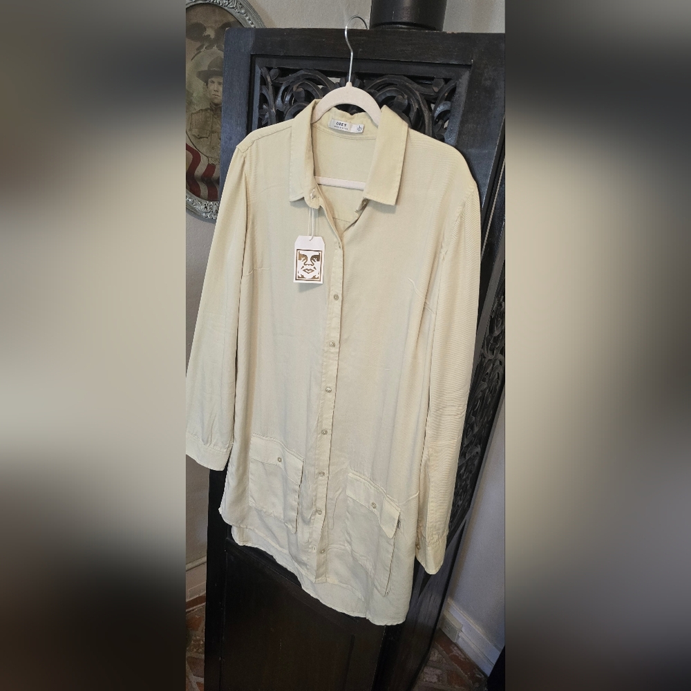 Obey Rollins Button Up Long Sleeve Dress Nwt